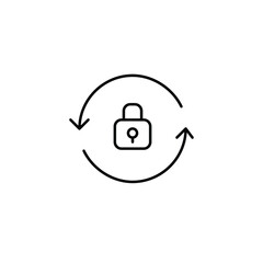 Lock in refresh arrows. Security renewal. Pixel perfect, editable stroke vector icon