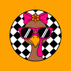 Cool Turkey with Sunglasses and Bow Illustration