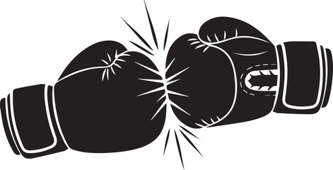 Iconic boxing gloves collide illustrating fight combat sport and competition punching power