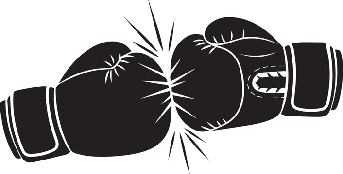 Iconic boxing gloves collide illustrating fight combat sport and competition punching power