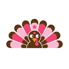 Cute Pink and Brown Turkey Vector Illustration