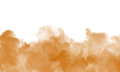 A warm brown cloud of smoke or vapor isolated on transparent background, creating a cozy and inviting atmosphere with its earthy and natural texture