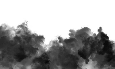 A dark gray cloud of smoke or vapor isolated on transparent background, creating a dramatic and...