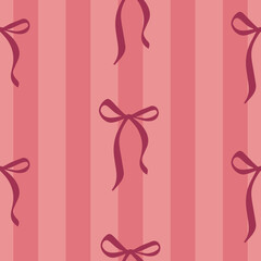 Seamless vector pattern for Valentine's Day with pink bows on a pink background, for packaging, textiles or greeting cards