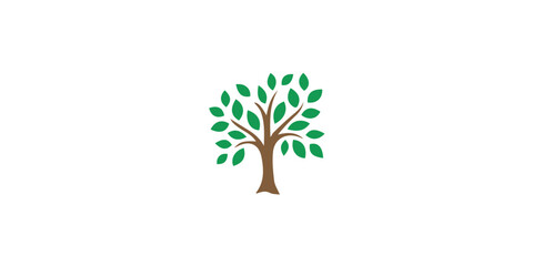 Minimalist Green Leaf Tree Logo Vector