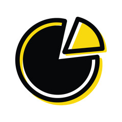 Simple black and yellow pie chart graphic with a highlighted segment