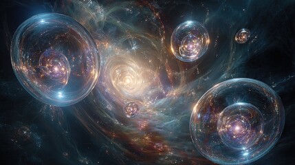 Colorful Cosmic Spheres In Deep Space