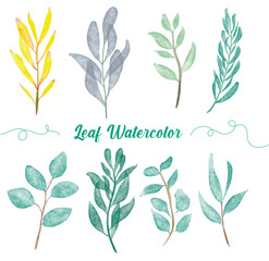 Watercolor Leaf Collection Clipart Set