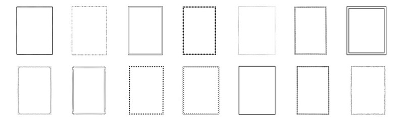 Simple frame. Line frames decorative outline stroke borders. vector set