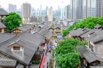 中国の重慶にある十八梯のとても美しい古い街並み風景A very beautiful view of the old townscape in Chongqing, China