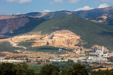 Obraz premium forest mountain and quarry environmental pollution