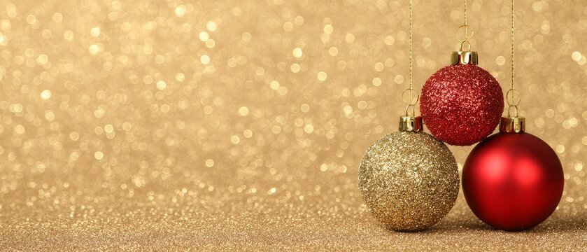 Elegant red and gold luxury christmas sale banner glowing holiday background festive design with shiny lights