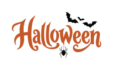 Spooky Halloween Celebration Bats, Spider, and Holiday Typography
