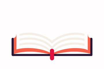 Minimalist Open Book Flat Icon with Bookmark - Education & Literary Branding