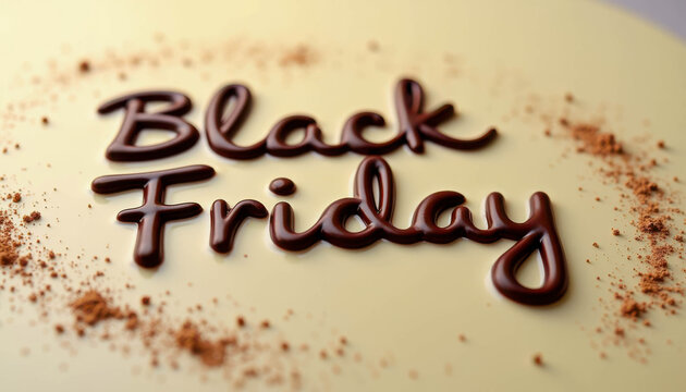 Delicious chocolate decoration for Black Friday sales promotion event with creamy background