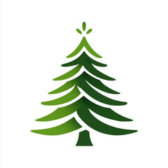 Obraz premium Green Christmas tree logo with a star on top. The tree is tall and has a lot of green leaves