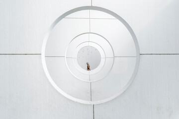 Abstract Geometric White Architecture Concentric Circles Weimaraner Dog Portrait Silhouette