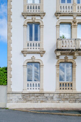 White Facade Detailed Stone Windows Balcony Traditional Architecture