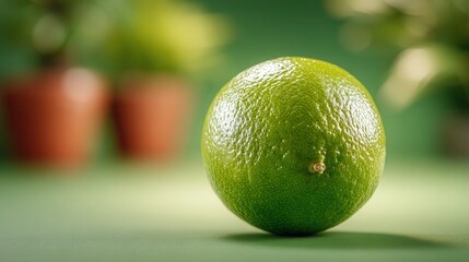 Fresh lime glows with vibrant green color, a zesty addition to summer cocktails and healthy recipes, promising a burst of citrus flavor in every bite