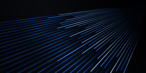 Moving blue gradient lines in dark space, depicting fast data transmission, internet speed, fiber optics, or digital communication. Futuristic motion graphic design for technology concepts.