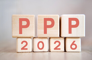 Numbers 2026 and text PPP on cubes