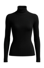 Slim fit long sleeve black ribbed turtleneck top.