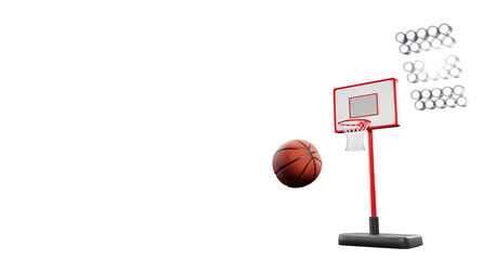 Streetball poster. Night basketball court illuminated by spotlights. School outdoor playground with fly ball and basket on green background. Empty outside sport arena for competition