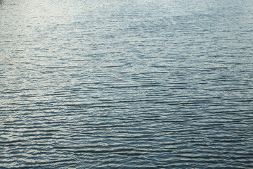 Close-up Full Frame Water Texture with Small Ripples and Surface Reflections