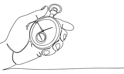 Hand Holding Stopwatch in Continuous Line Art