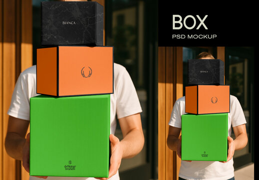 Colorful Box Packaging Mockup Psd