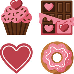 Valentine's Day Sweet Treats and Confections Collection with Hearts and Festive Decorations for Holiday Celebrations and Romantic Gestures