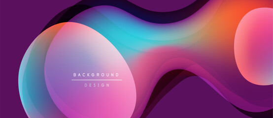 Abstract fluid shapes, vibrant colors blend. Modern design, smooth gradients create dynamic composition. Background features text elements.