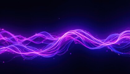 Soft violet and indigo glowing lines forming vertical curved waves, futuristic abstract design on black background.