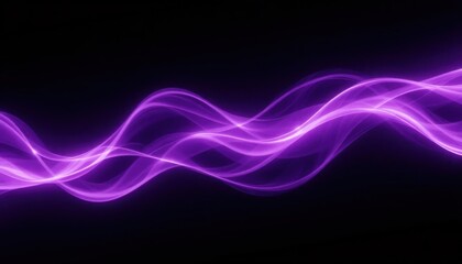 Abstract vertical curved light waves in gradient purple tones on a black background, smooth glowing lines, futuristic minimal design.