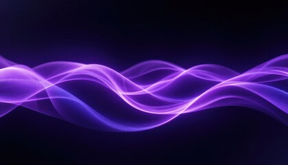 Abstract vertical curved light waves in gradient purple tones on a black background, smooth glowing lines, futuristic minimal design.