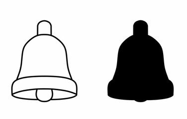 Bell icon outline and solid version isolated on white background