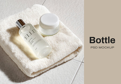 Elegant Skincare Bottle Mockup Psd