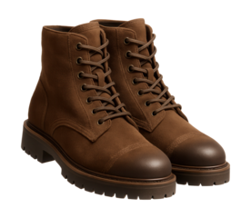 Suede lace-up boots featuring a durable rubber sole and reinforced toe cap.