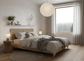 Serene bedroom retreat with natural light and cozy textures creating a peaceful sanctuary for relaxation and restful sleep, perfect for home decor inspiration