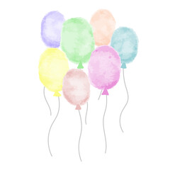 Colorful watercolor-style balloon background illustration