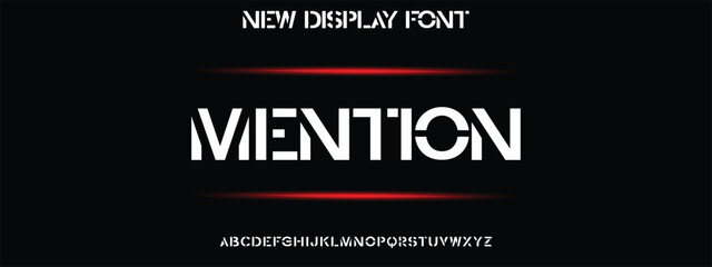 Sports modern tech font typography. MINIMAL vector typeface for a company. Modern gaming fonts for logo design.