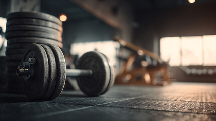 Fototapeta premium Weights Sitting on Gym Floor