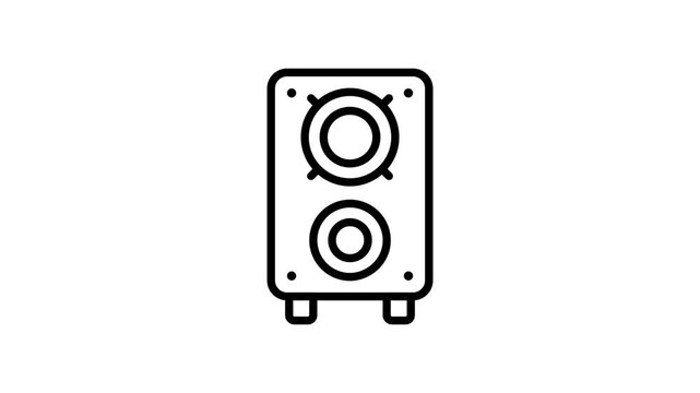 A linear animated icon representing party music speaker