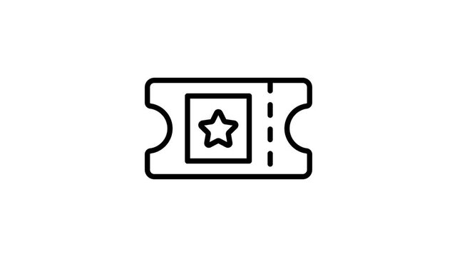 A linear animated icon showing entry event ticket