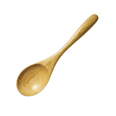 A single wooden spoon on transparent background 