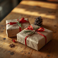 gift box on wooden background