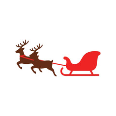 Santa claus sleigh and reindeer christmas holiday transport festive celebration vector