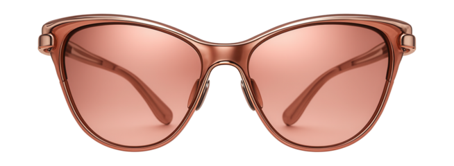 Rose-tinted cat-eye sports glasses with metallic accents.