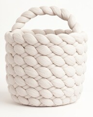 Handmade Chunky Knit Off-White Basket - Cozy Home Decor in Soft Textures