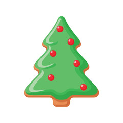 Christmas tree cookie gingerbread festive holiday celebration sweet treat isolated vector